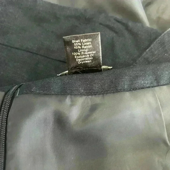 Ann Taylor a line skirt linen blend navy blue with intricate lace border size 4 - Picture 6 of 6